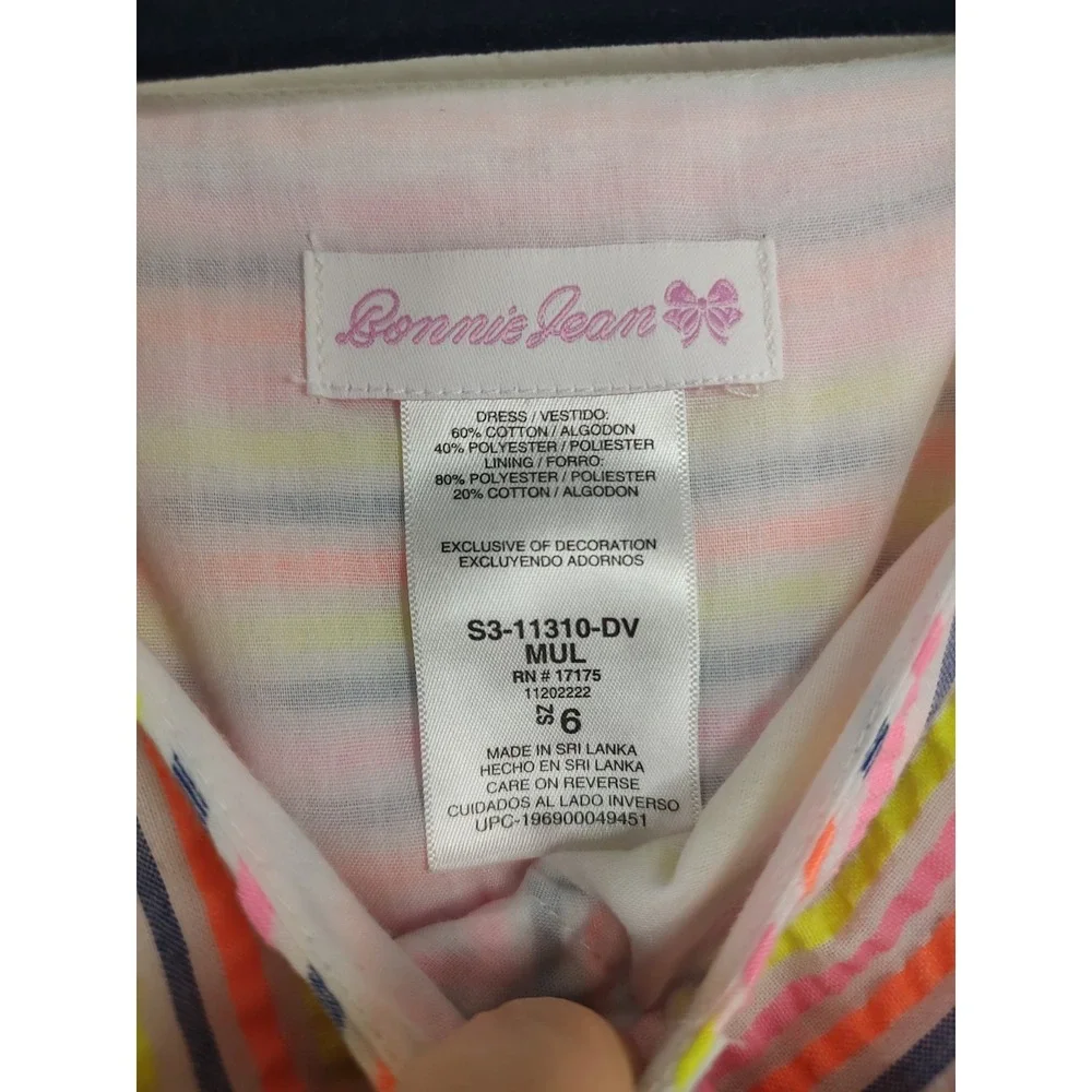 bonnie jean girls dress Size 6 Rainbow‎ Stripe Summer Sleeveless  Dress